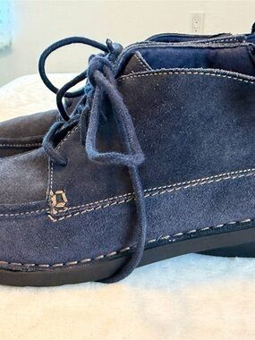 Clarks Navy Suede Ankle Boots